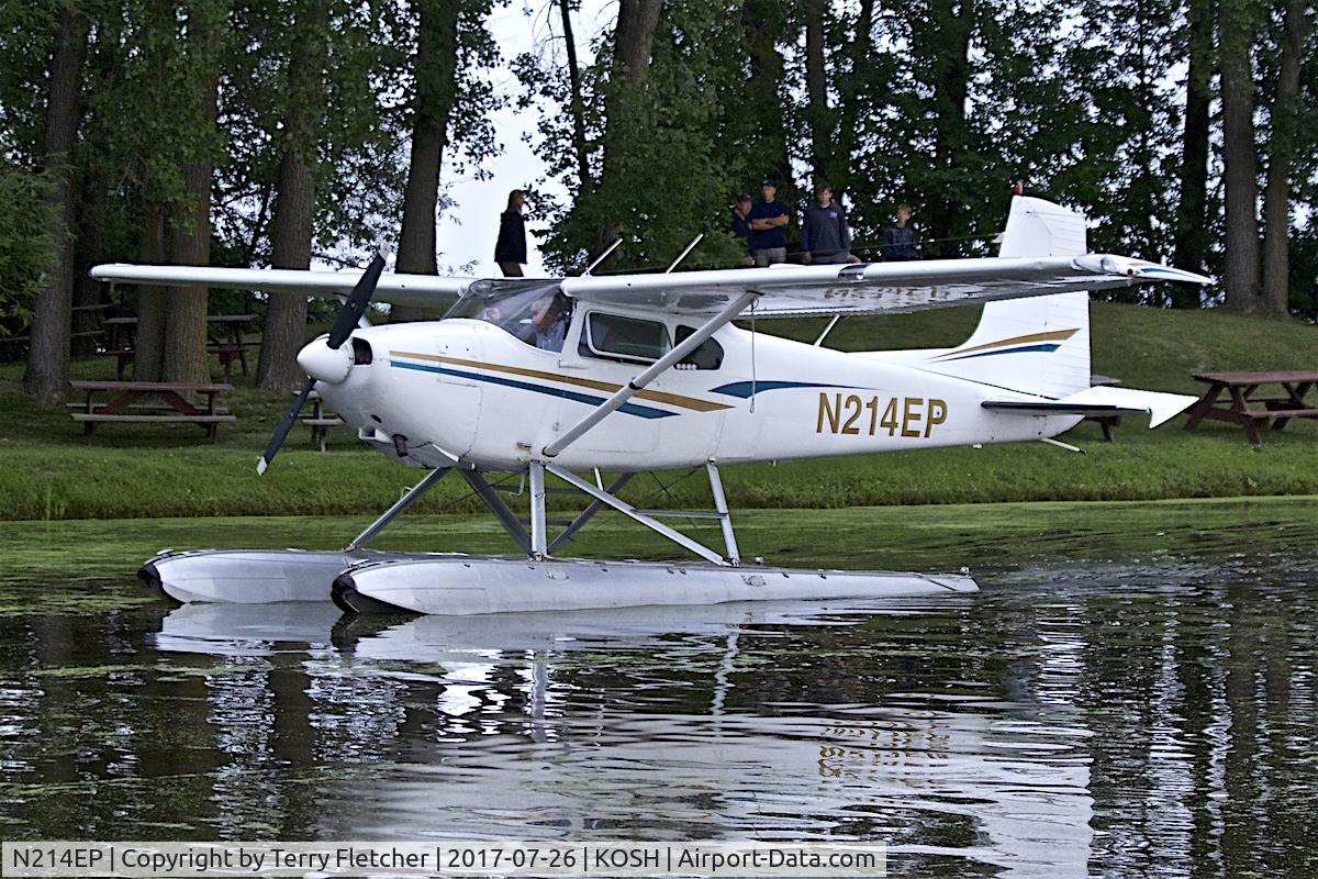 N214EP, 1956 Cessna 180 Skywagon C/N 32485, at Lake Winnebago mooring during 2017 EAA AirVenture at Oshkosh