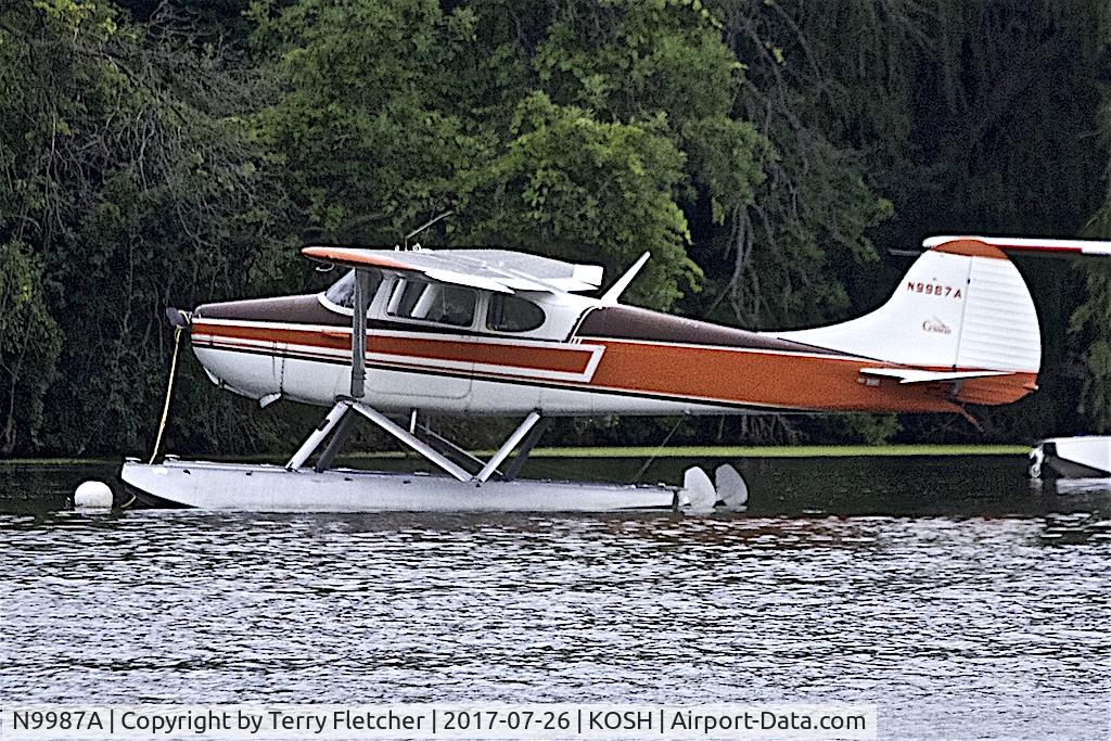 N9987A, 1950 Cessna 170A C/N 19557, at Lake Winnebago mooring during 2017 EAA AirVenture at Oshkosh