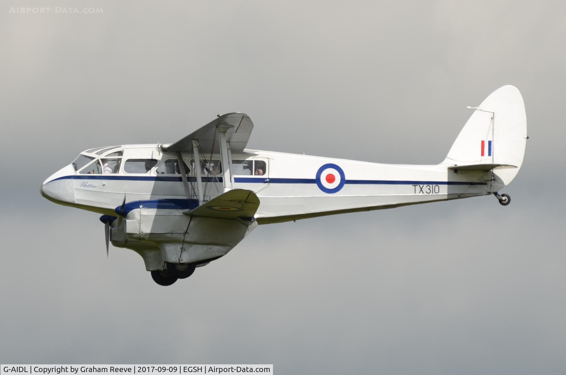 G-AIDL, 1946 De Havilland DH-89A Dominie/Dragon Rapide 6 C/N 6968, Landing at Norwich.
