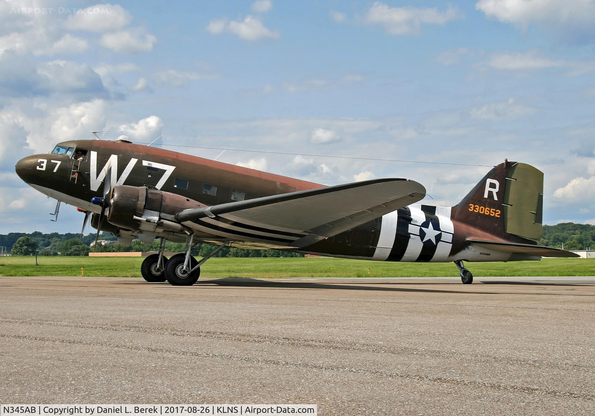 N345AB, 1943 Douglas DC3C-S1C3G (C-47A) C/N 13803, Those invasion stripes are the real deal! This aircraft actually participated in the historic D-Day invasion!