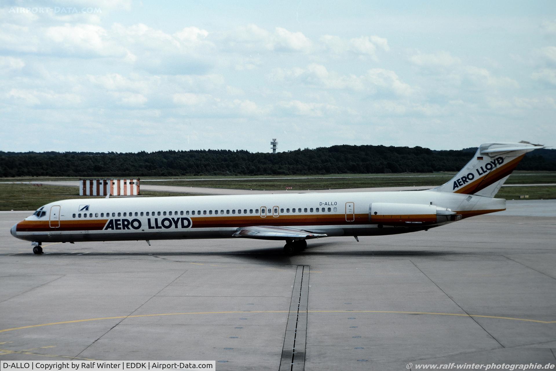 D-ALLO, 1990 McDonnell Douglas MD-83 (DC-9-83) C/N 53012, McDonnell Douglas MD-83 - Aero Lloyd - 53012 - D-ALLO - 1992 - CGN