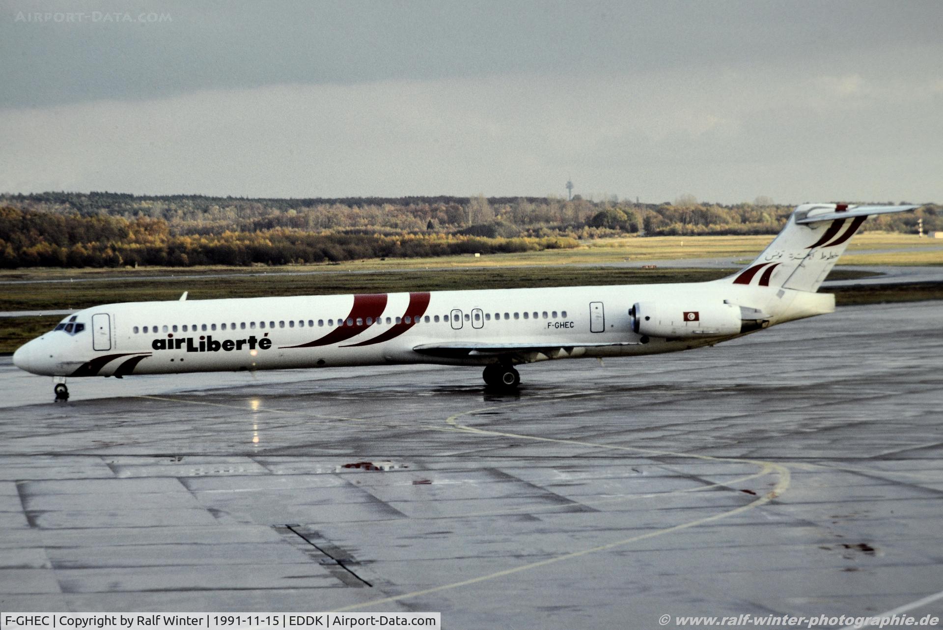 F-GHEC, 1987 McDonnell Douglas MD-83 (DC-9-83) C/N 49662, McDonnell Douglas MD-83 DC9-83 - Air Liberte Tunisie - 49662 - F-GHEC - 15.11.1991 - CGN