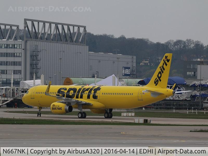 N667NK, 2016 Airbus A321-231 C/N 7058, D-AVZC carrying out compass testing at Hamburg , prior to a test flight and delivery to US Operator Spirit Airlines which took place end of April 2016