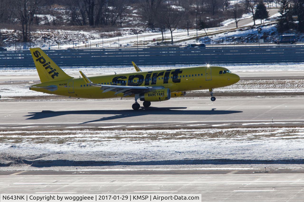 N643NK, 2015 Airbus A320-232 C/N 6616, Spirit landing 30L