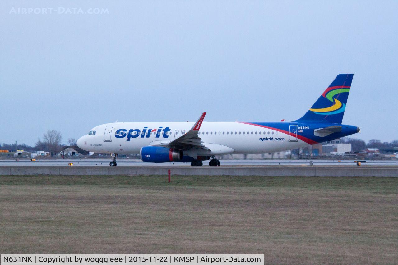 N631NK, 2014 Airbus A320-232 C/N 6327, Spirit Taxiing at MSP