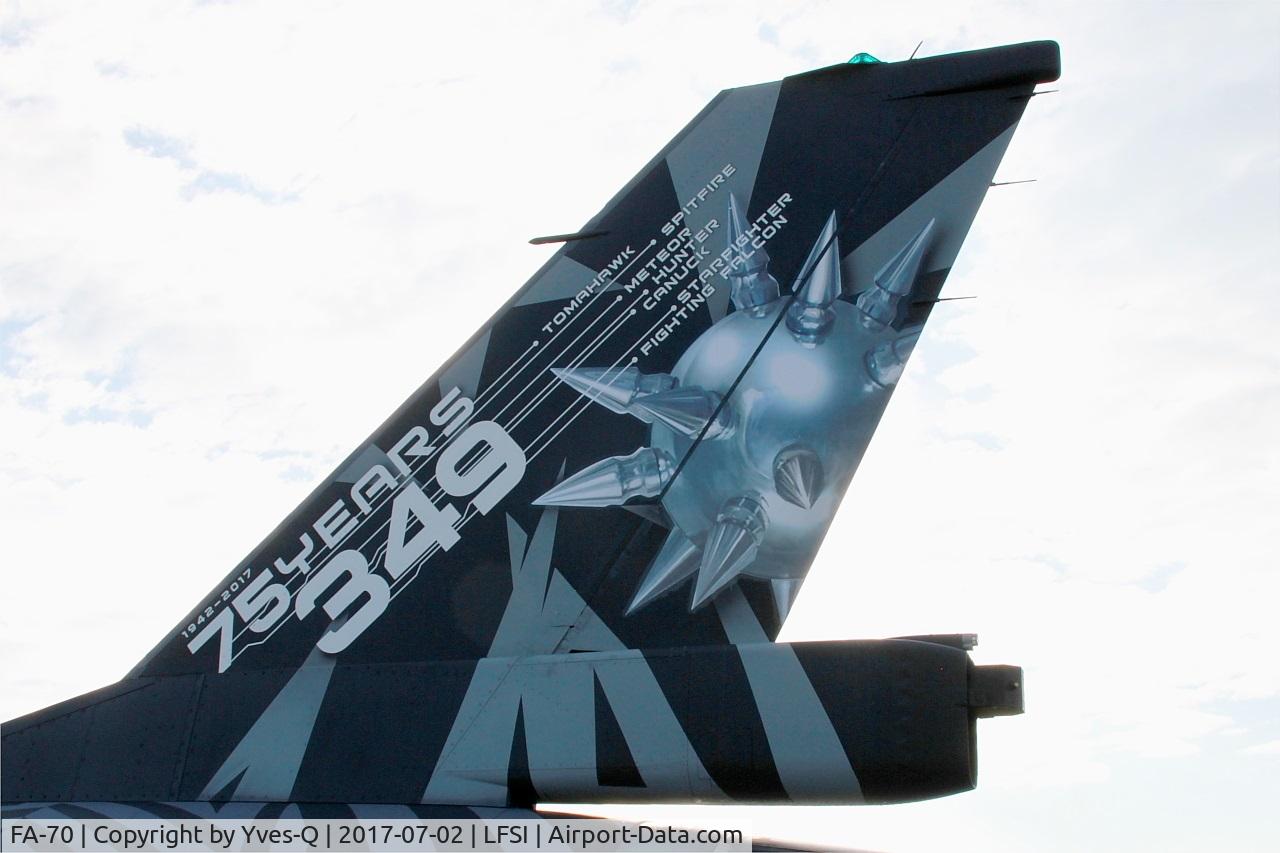 FA-70, SABCA F-16AM Fighting Falcon C/N 6H-70, SABCA F-16AM Fighting Falcon, Close view of tail, St Dizier-Robinson Air Base 113 (LFSI) Open day 2017