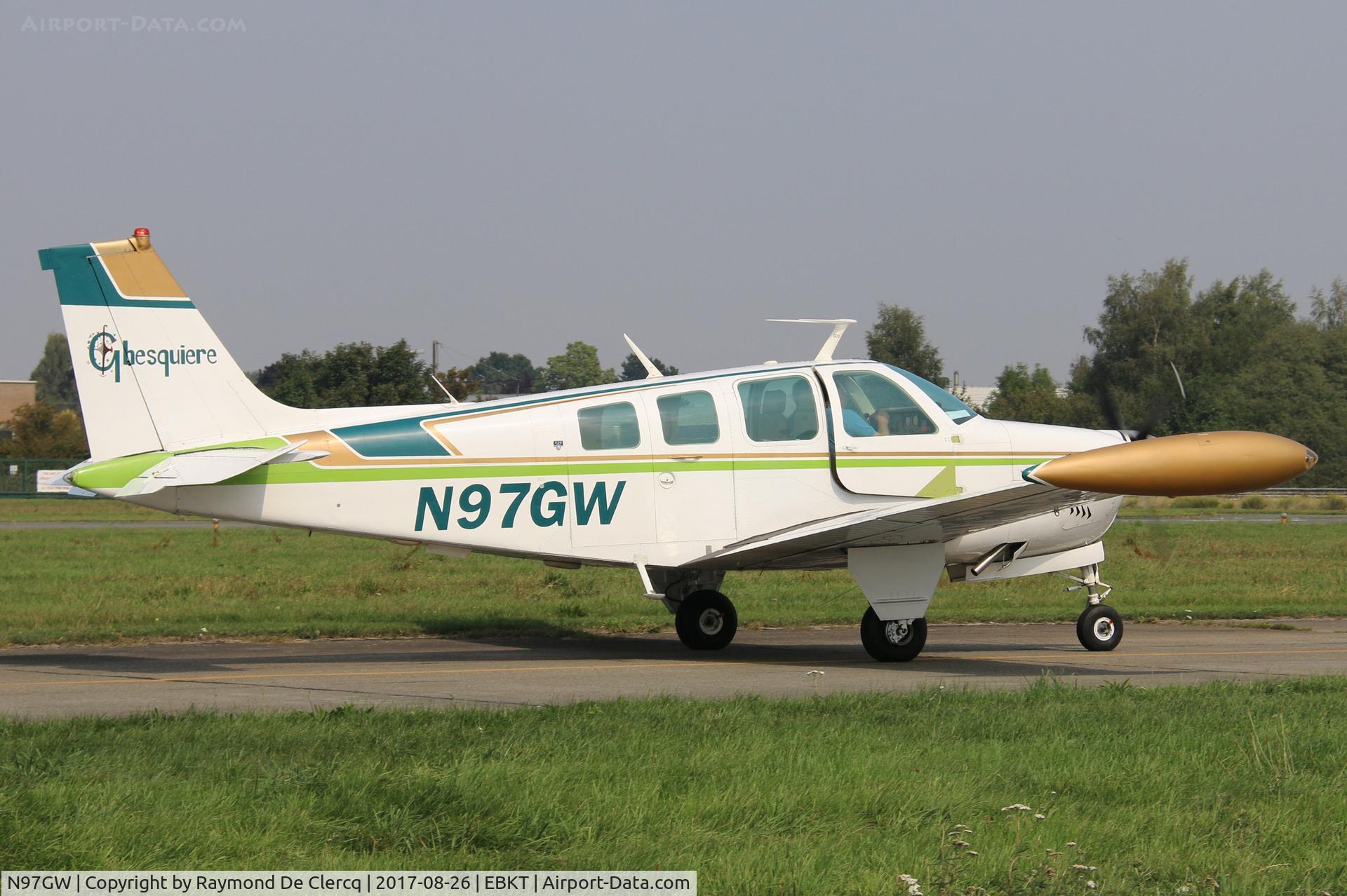 N97GW, 1977 Beech A36 Bonanza 36 C/N E-1143, At Wevelgem.