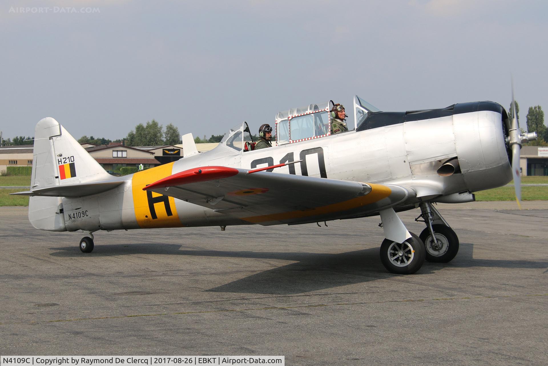 N4109C, 1952 North American T-6G Texan C/N SA-078, Visitor from Antwerp to celebrate the centenary of Wevelgem Airport.