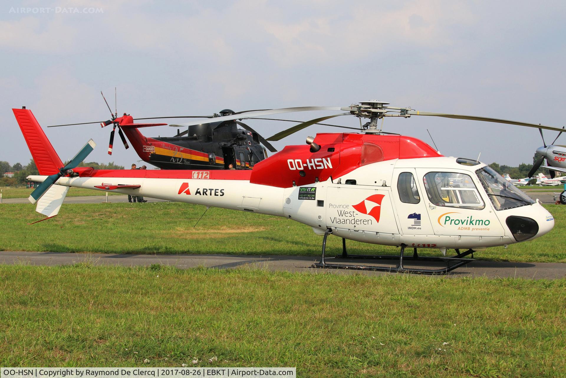 OO-HSN, 1989 Aerospatiale AS-355F-2 Ecureuil 2 C/N 5424, Mobile Emergency Group Heli of West Flanders on visit during centenary celebration of Wevelgem Airport.