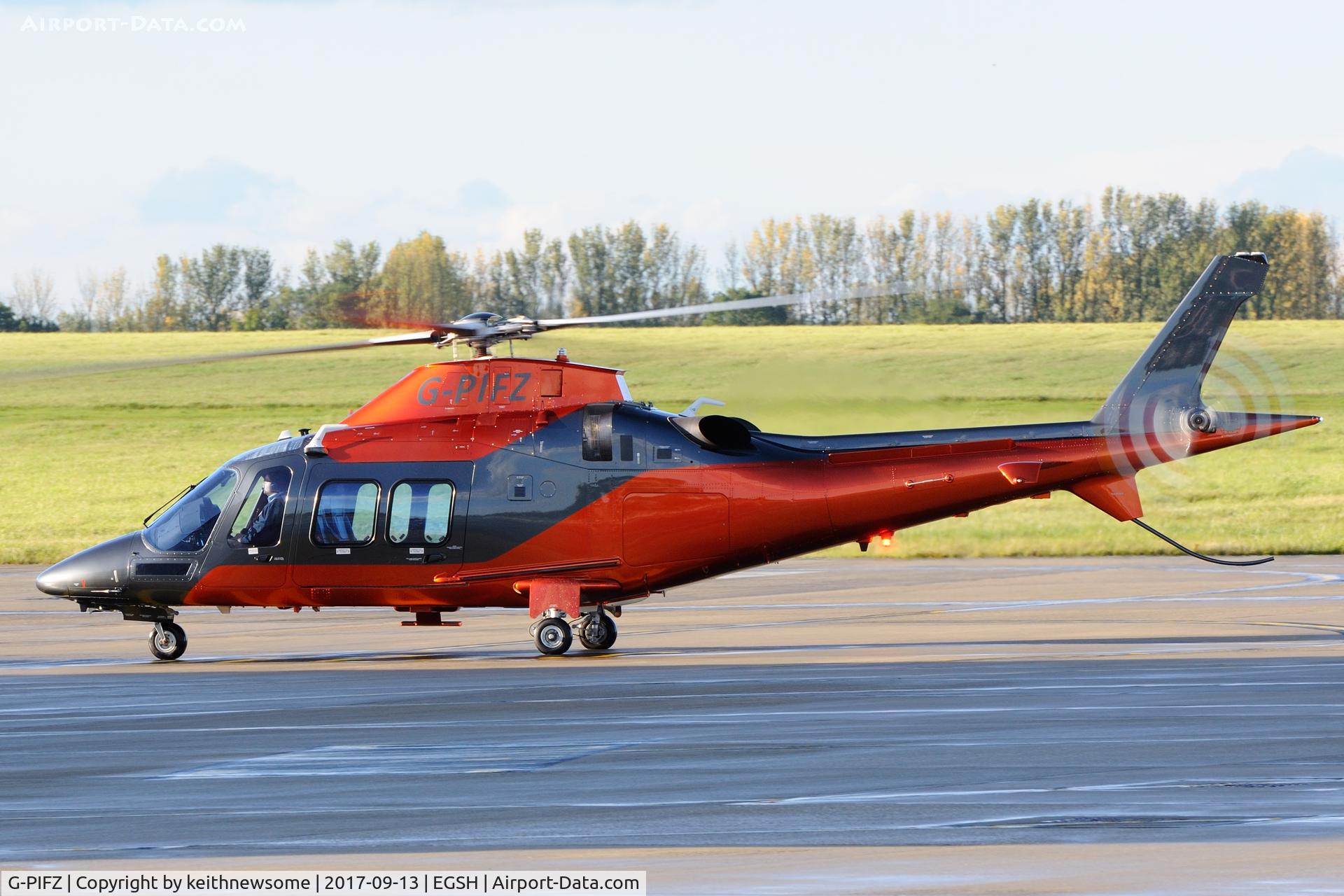 G-PIFZ, 2016 Agusta AW-109SP Grand New C/N 22355, Taxying into the setting sun.