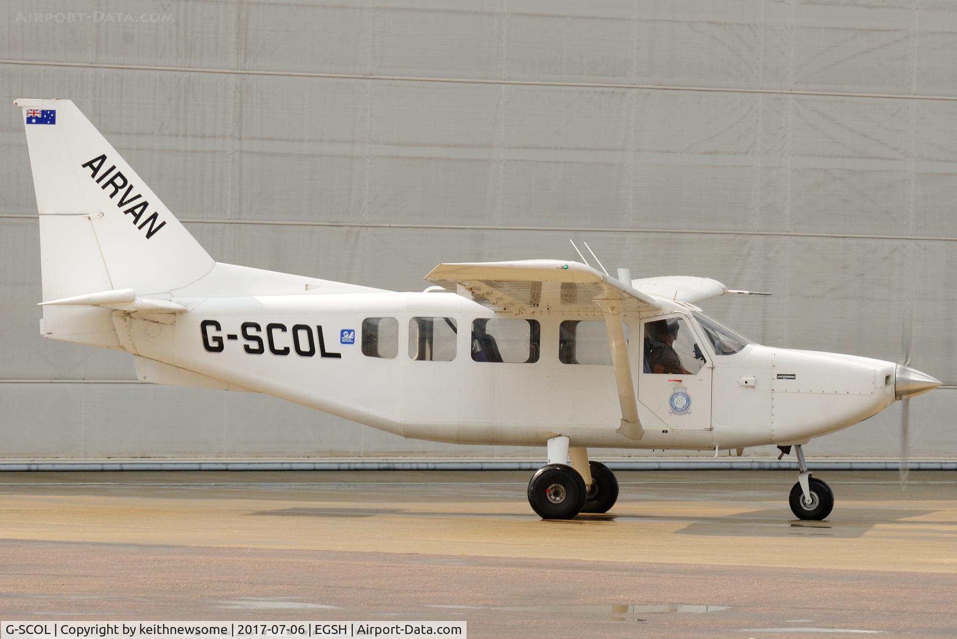 G-SCOL, 2006 Gippsland GA-8 Airvan C/N GA8-05-088, Preparing to leave Norwich.