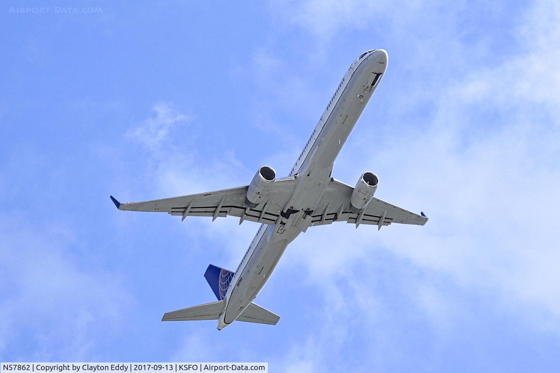 N57862, 2001 Boeing 757-33N C/N 32586, Departing SFO. 2017.
