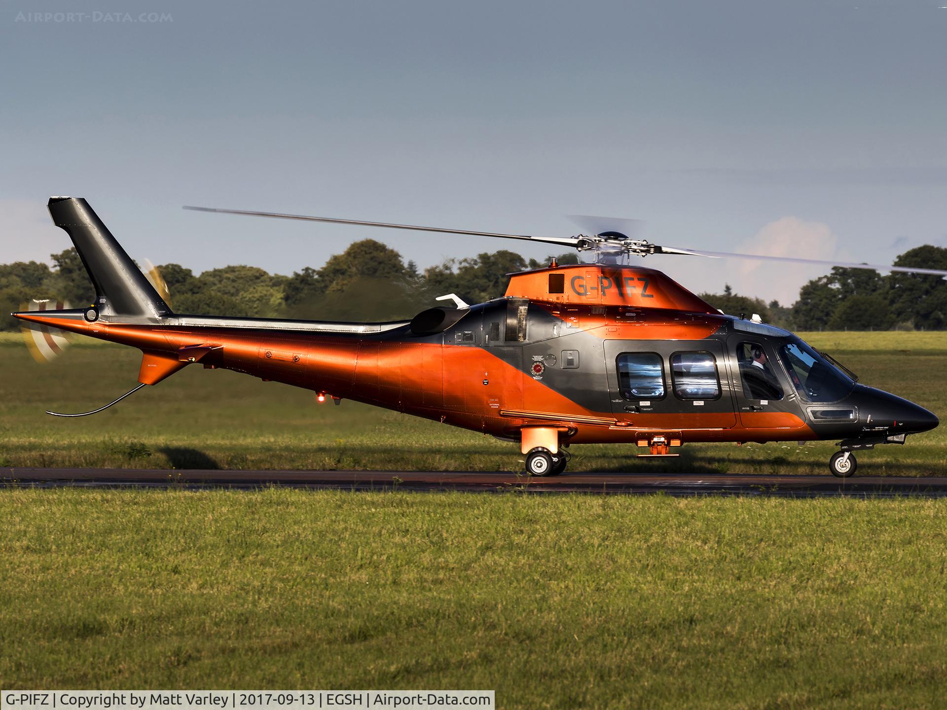 G-PIFZ, 2016 Agusta AW-109SP Grand New C/N 22355, Taxiing to the SaxonAir ramp hours before sunset :)