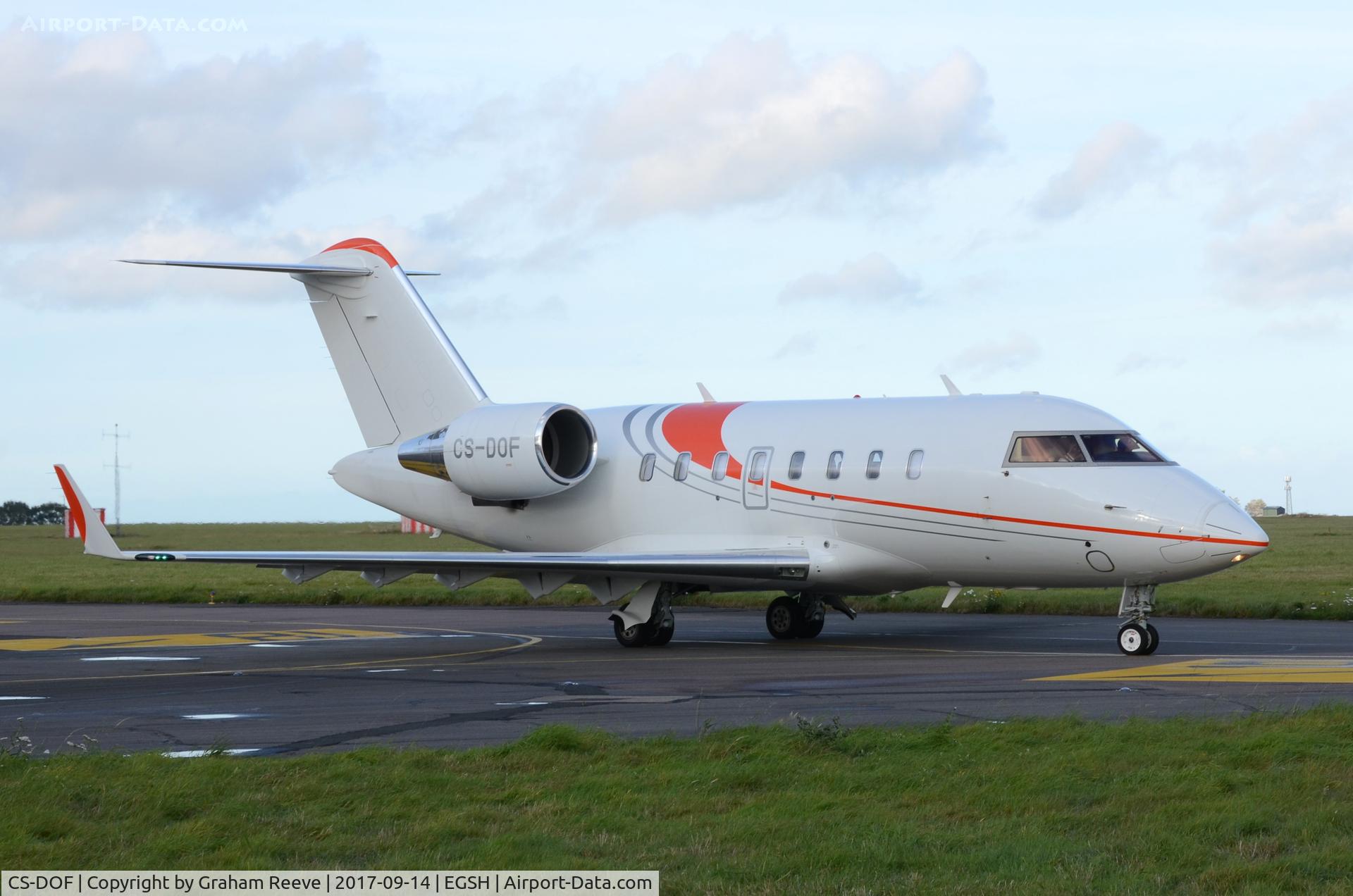 CS-DOF, 2016 Bombardier Challenger 650 (CL-600-2B16) C/N 6079, Departing from Norwich.