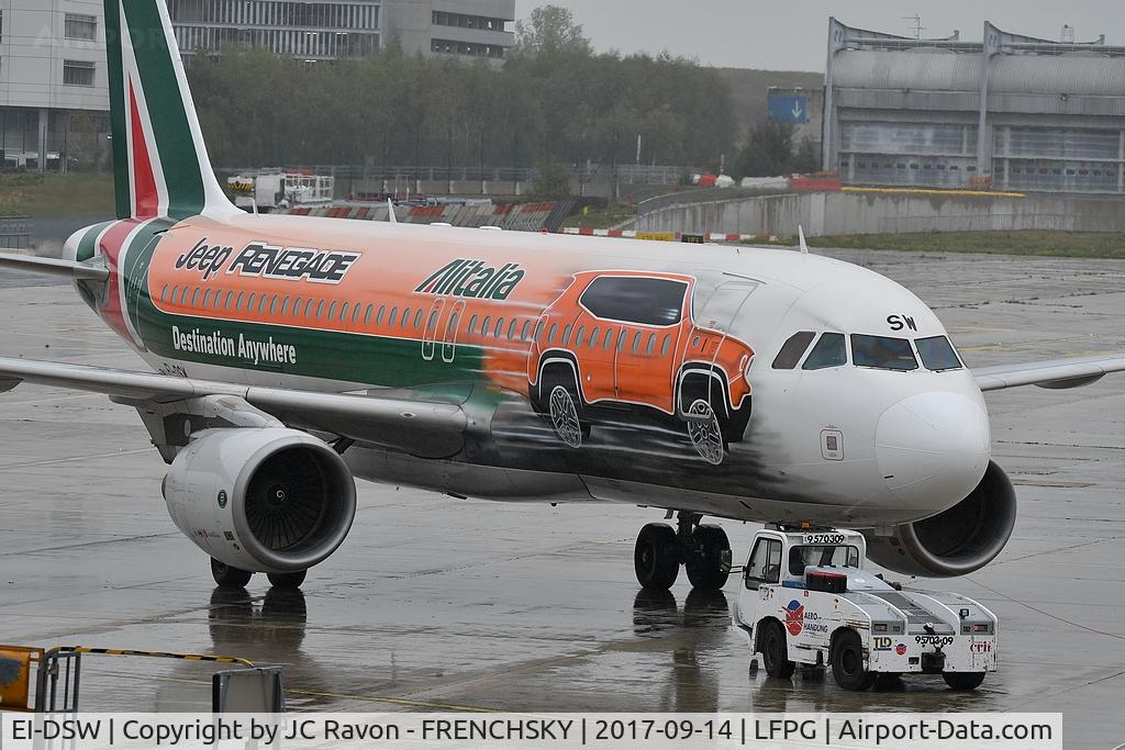 EI-DSW, 2008 Airbus A320-216 C/N 3609, terminal 2F, Alitalia (Jeep Renegade Livery) AZ339 deparure to Milan (LIN)