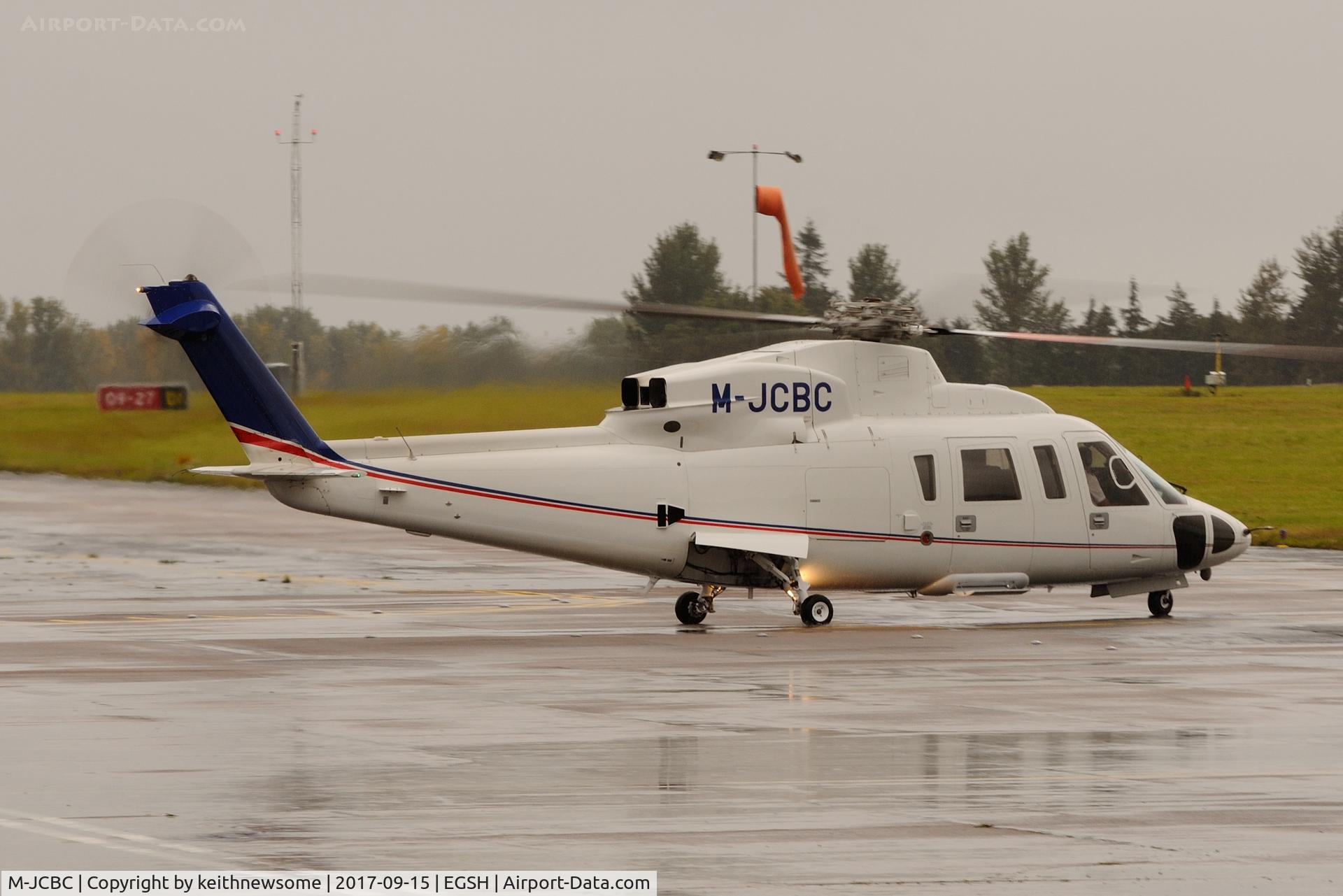 M-JCBC, 2006 Sikorsky S-76C C/N 760616, Leaving wet Norwich.