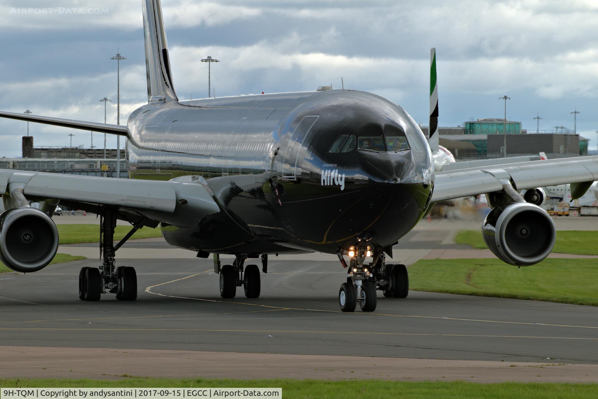 9H-TQM, 1995 Airbus A340-313 C/N 117, taxing out for take off @ egcc uk.