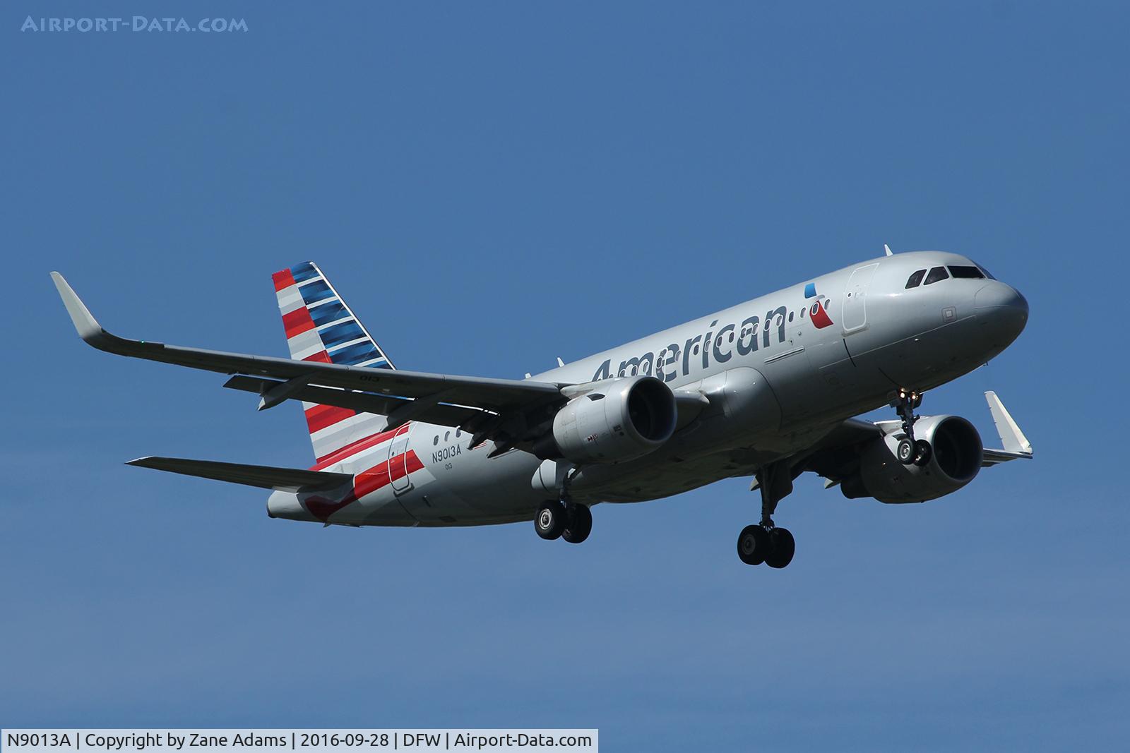 N9013A, 2013 Airbus A319-115 C/N 5827, Arriving at DFW Airport