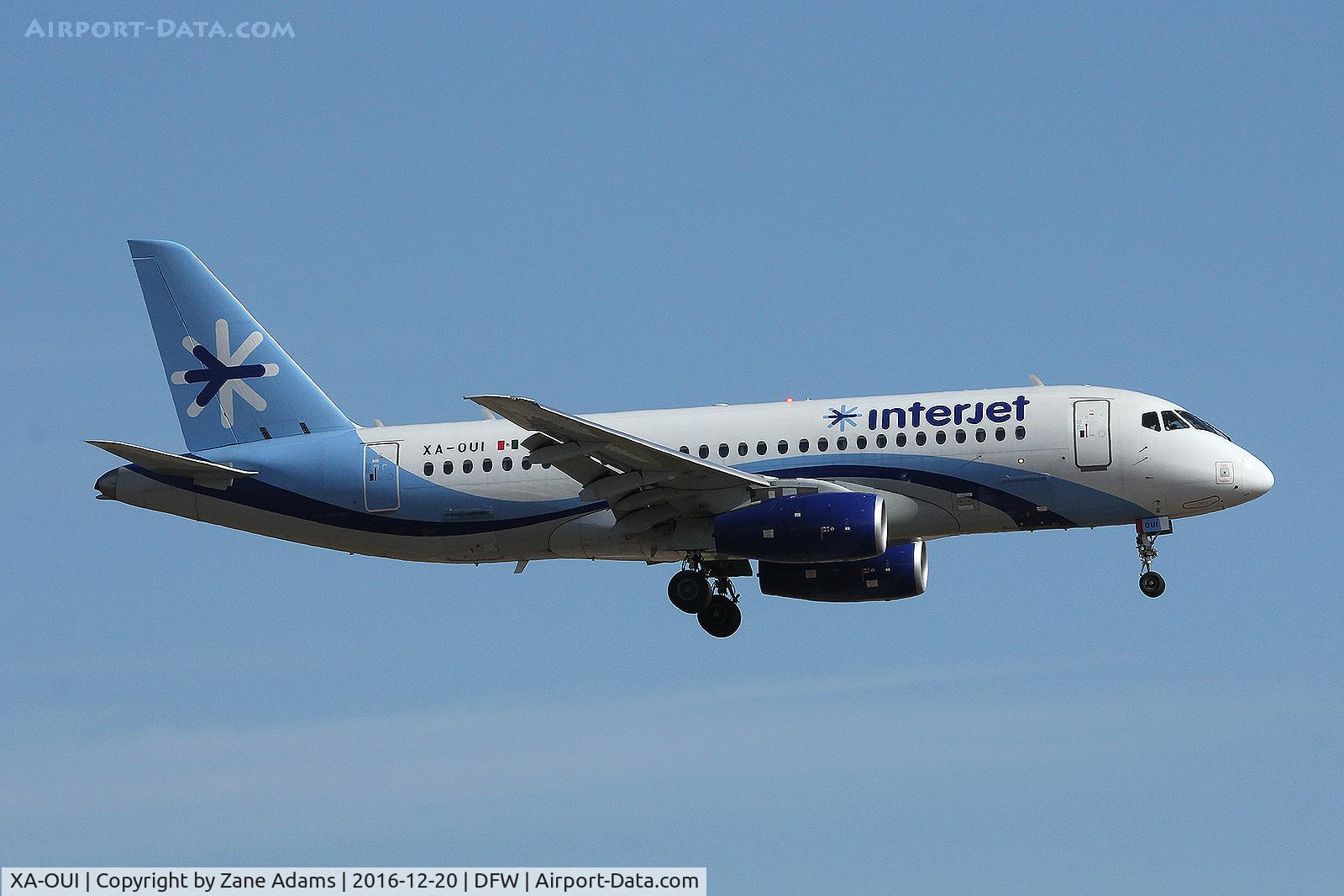 XA-OUI, 2015 Sukhoi SuperJet 100-95B C/N 95050, Arriving at DFW Airport