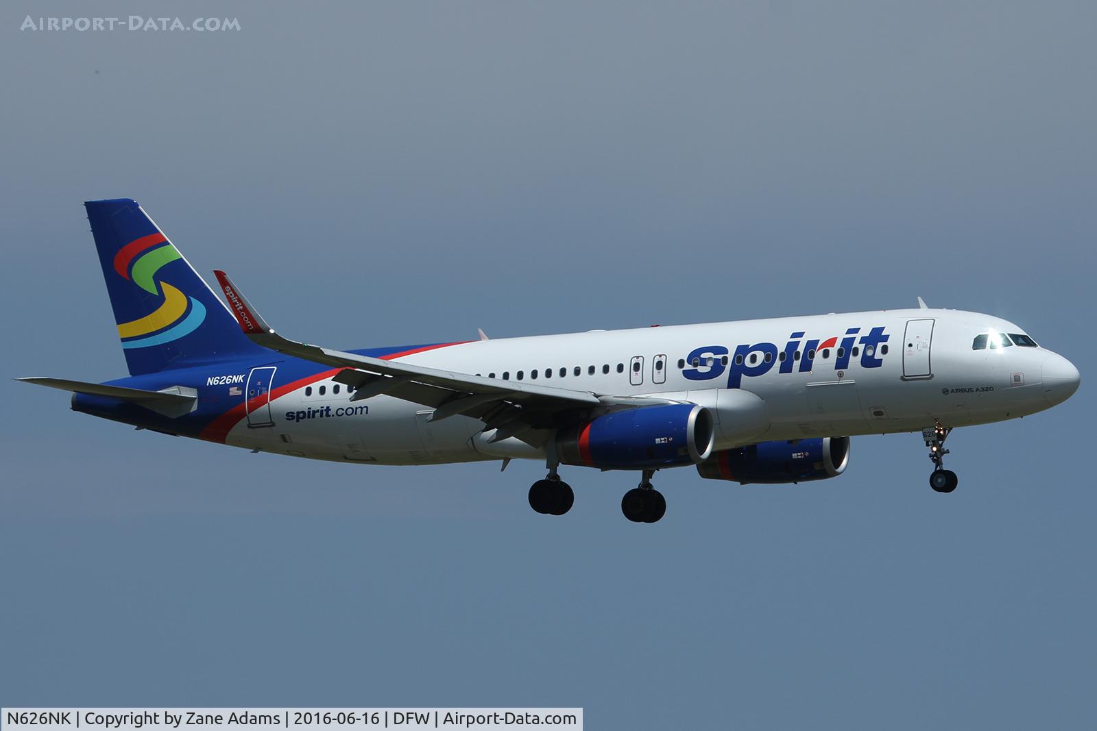 N626NK, 2014 Airbus A320-232 C/N 5999, Arriving at DFW Airport