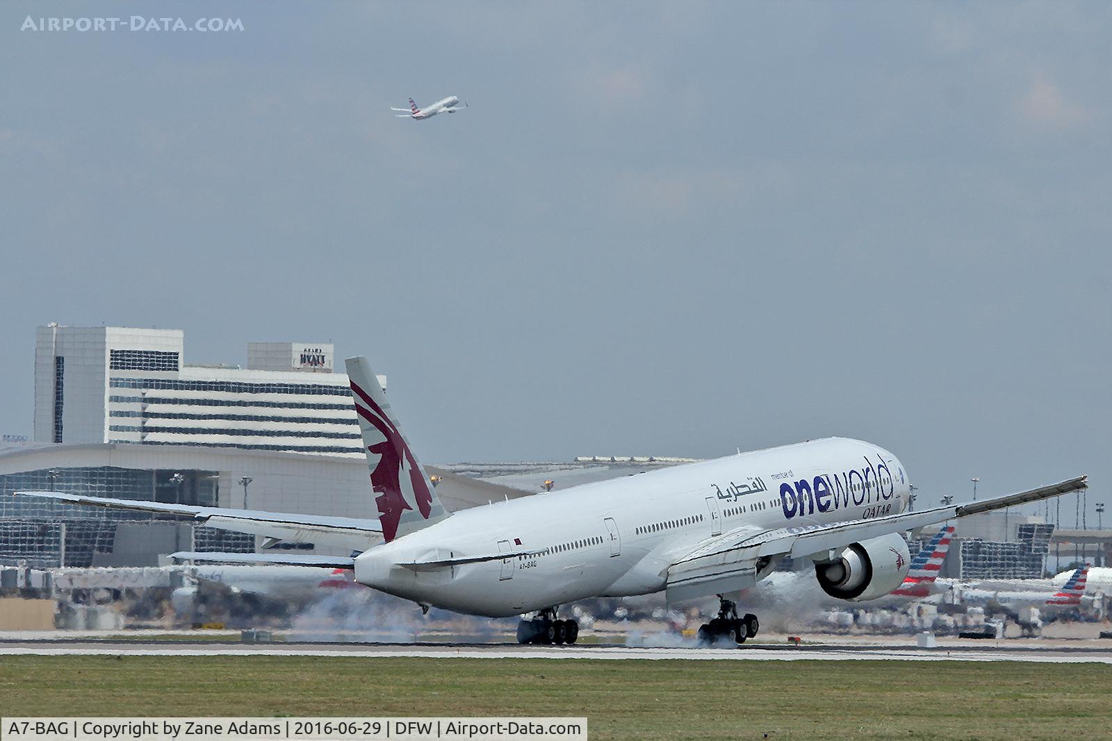 A7-BAG, 2009 Boeing 777-3DZ/ER C/N 36014, Arriving at DFW Airport