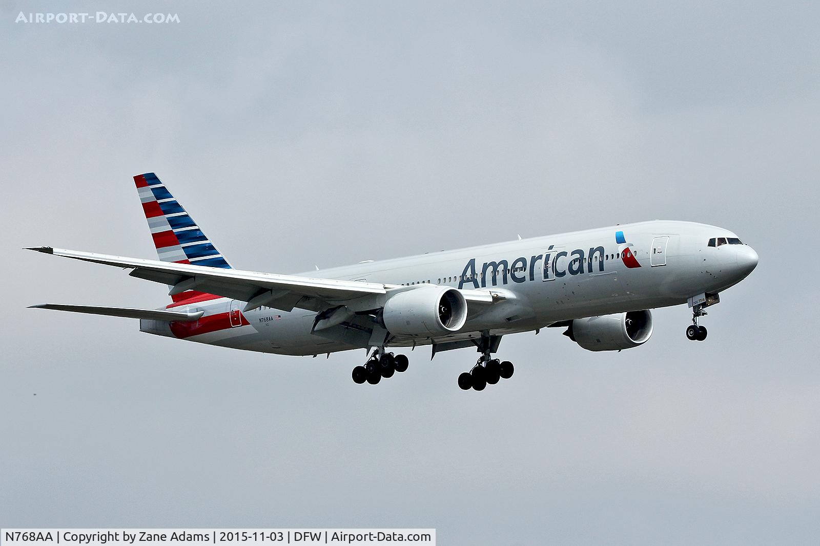 N768AA, 2006 Boeing 777-223 C/N 33540, Arriving at DFW Airport