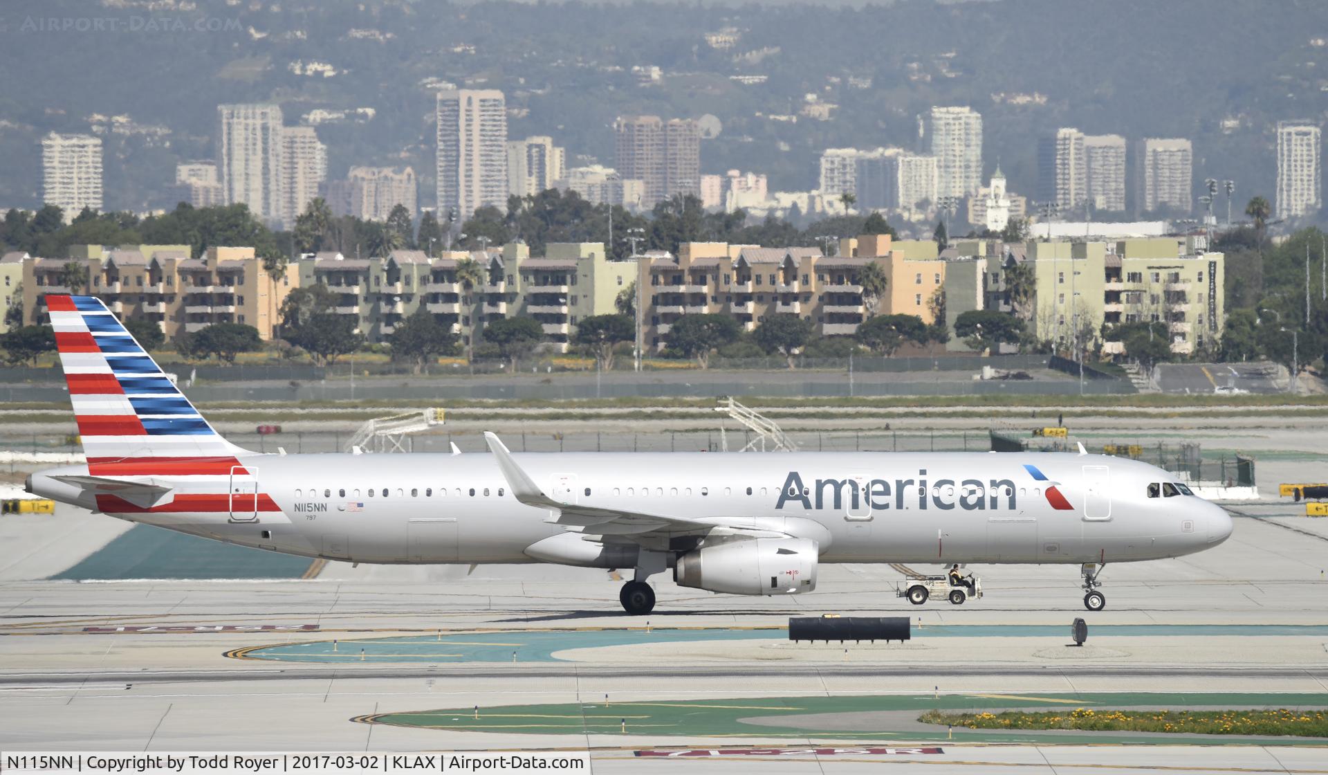 N115NN, 2014 Airbus A321-231 C/N 6063, Taxiing to gate at LAX