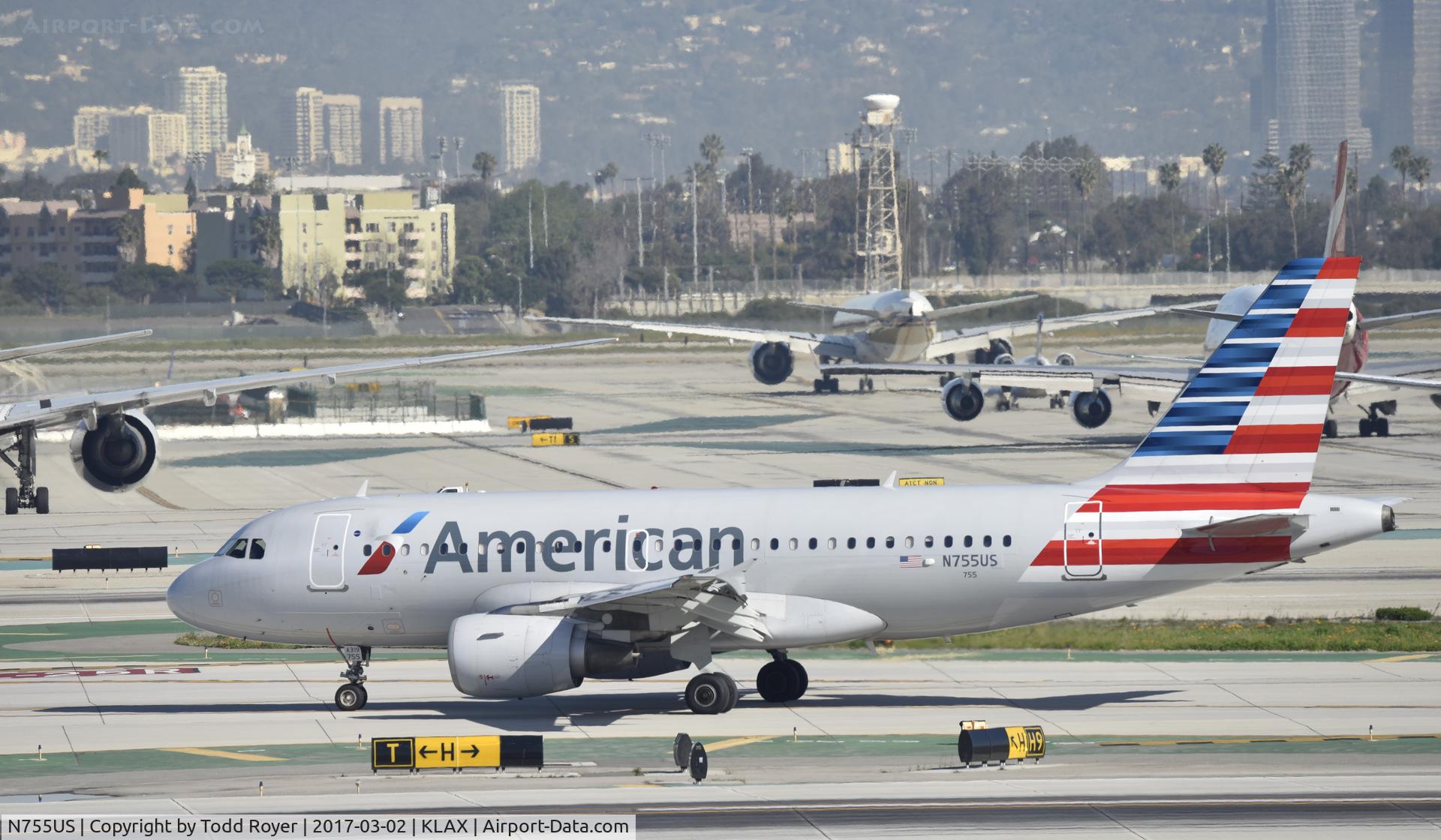 N755US, 2000 Airbus A319-112 C/N 1331, Arrived at LAX on 25L
