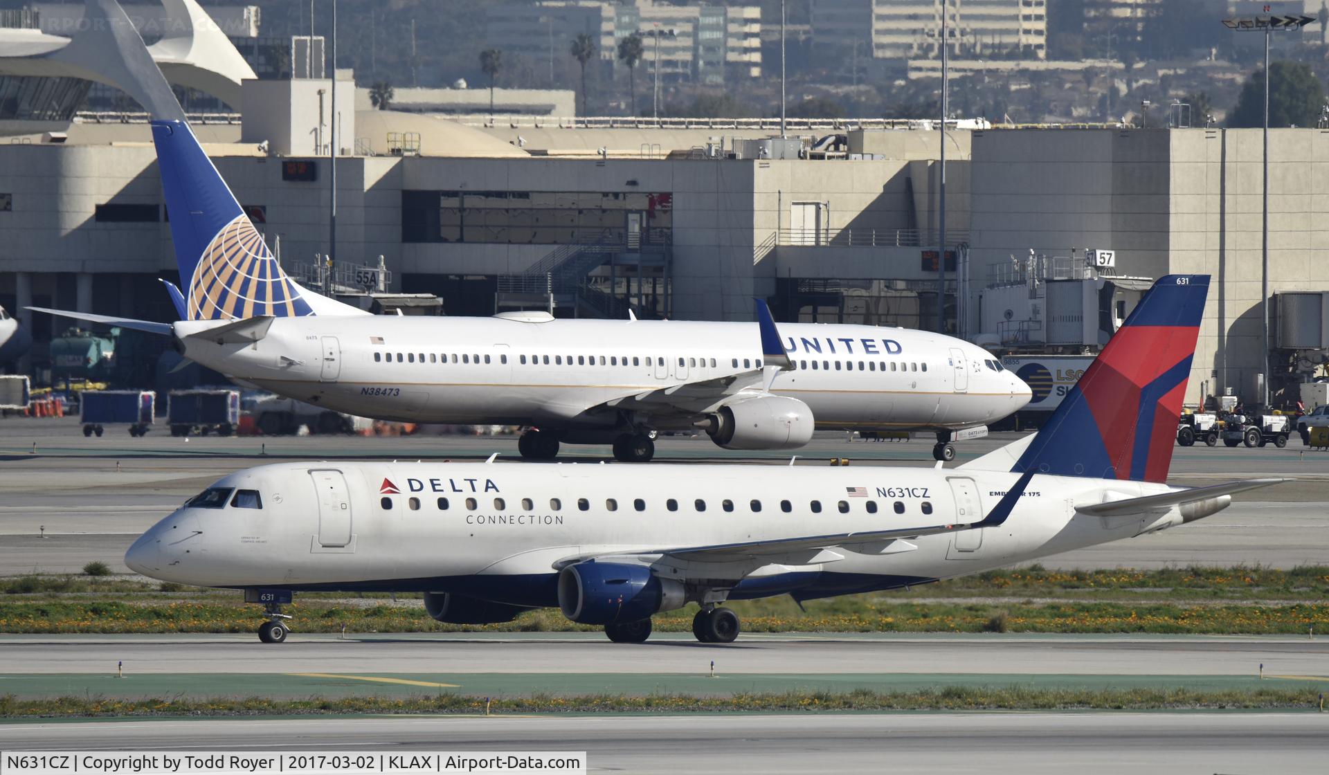 N631CZ, 2008 Embraer 175LR (ERJ-170-200LR) C/N 17000239, Arrived at LAX on 25L