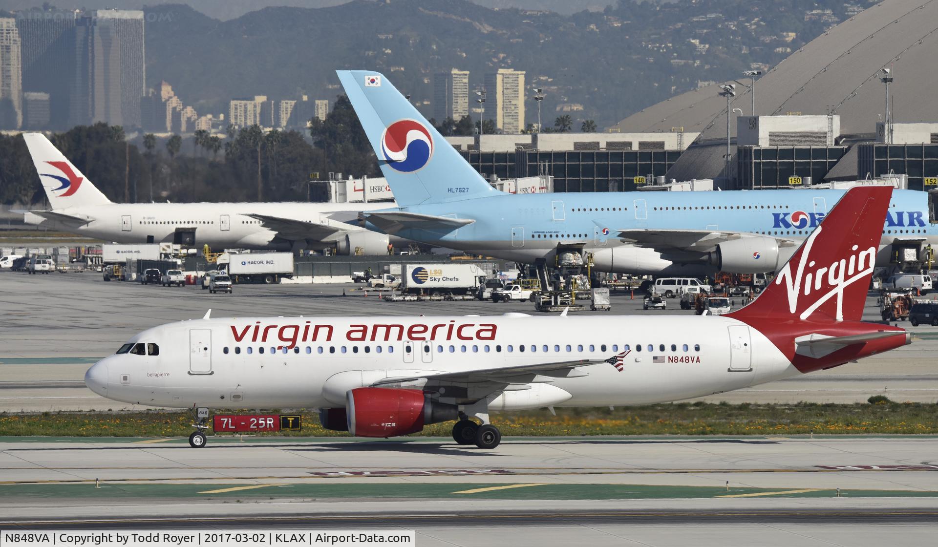 N848VA, 2011 Airbus A320-214 C/N 4959, Arrived at LAX on 25L