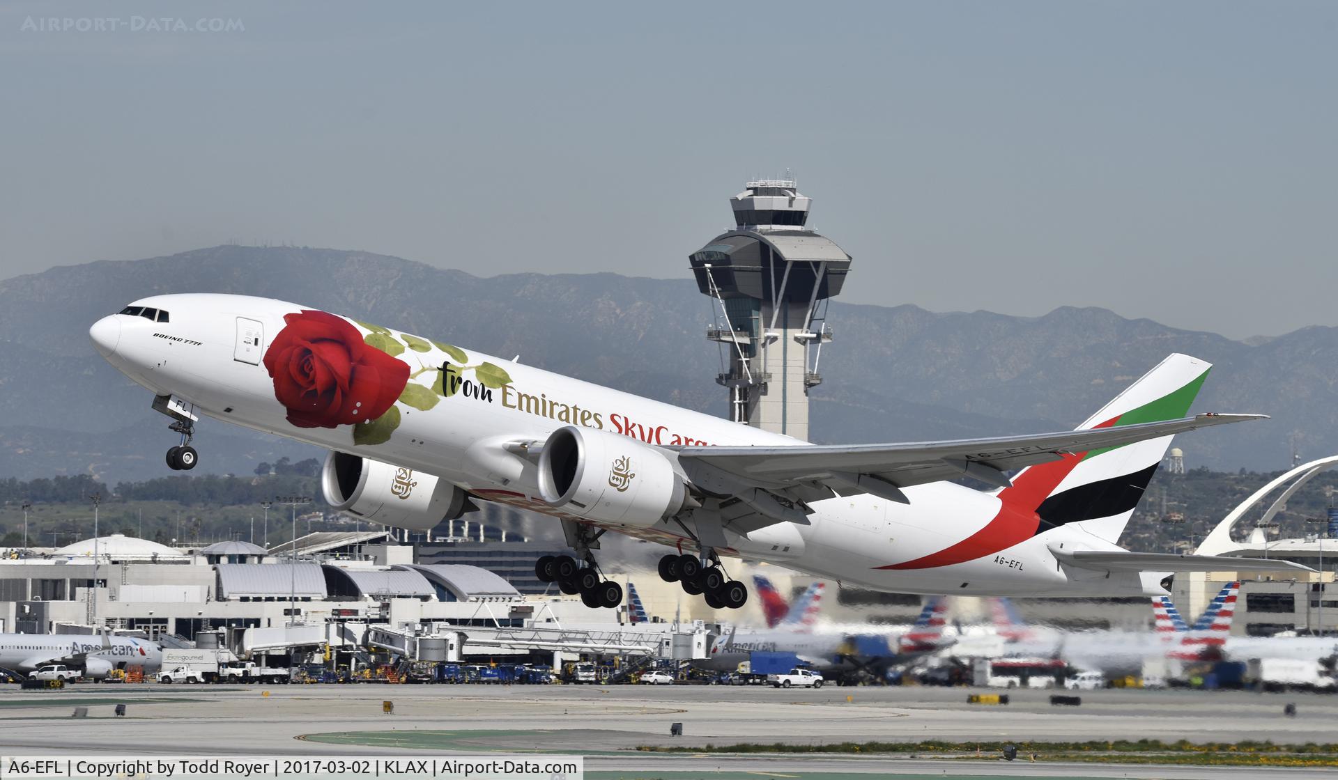 A6-EFL, 2013 Boeing 777-F1H C/N 42230, Departing LAX