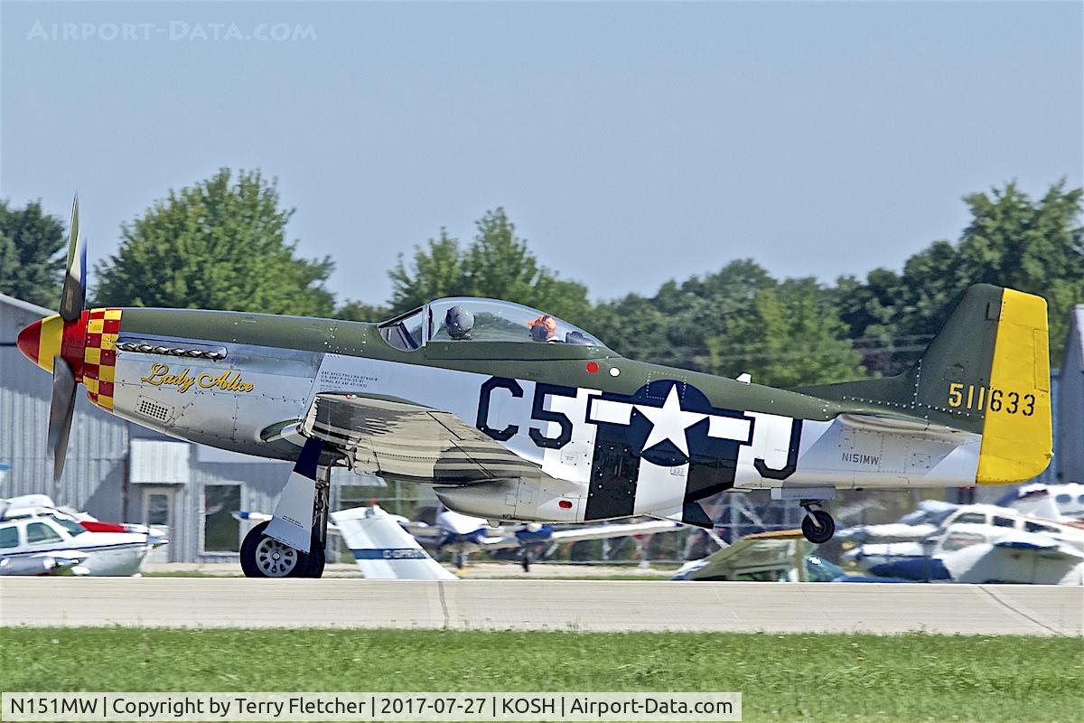 N151MW, 1945 North American P-51D Mustang C/N 124-48386, At 2017 EAA AirVenture at Oshkosh