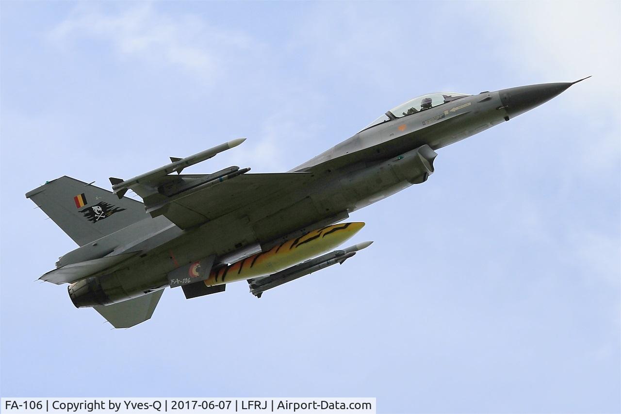 FA-106, SABCA F-16AM Fighting Falcon C/N 6H-106, SABCA F-16AM Fighting Falcon, Take off rwy 26, Landivisiau Naval Air Base (LFRJ) Tiger Meet 2017