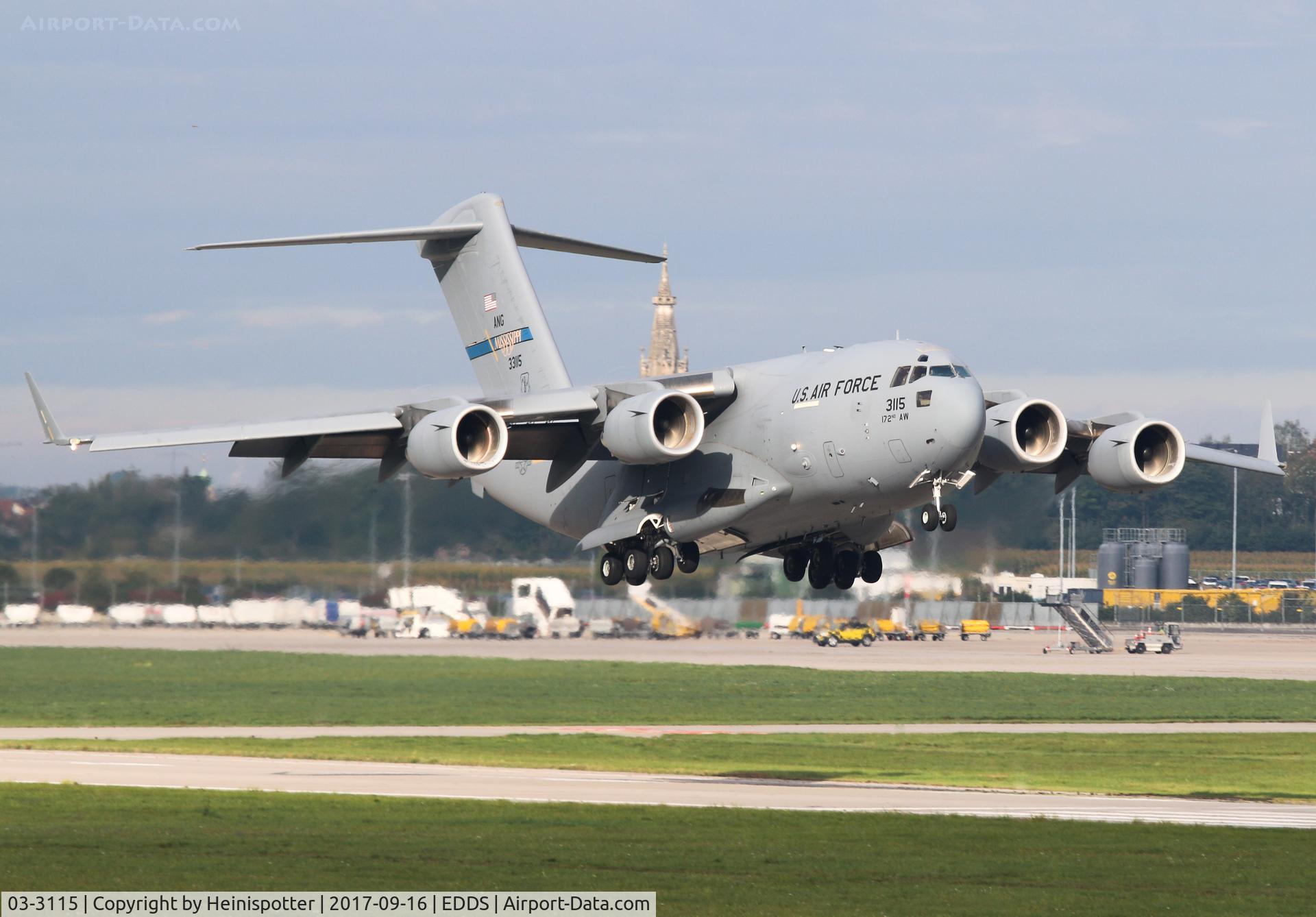 03-3115, 2003 Boeing C-17A Globemaster III C/N R-115, 03-3115 (RCH960) at Stuttgart Airport.