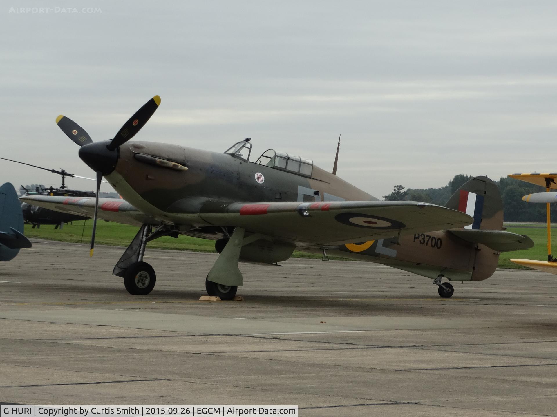 G-HURI, 1942 Hawker (CCF) Hurricane Mk12A C/N 72036, Hawker Hurricane seen at RAF Church Fenton, Leeds.