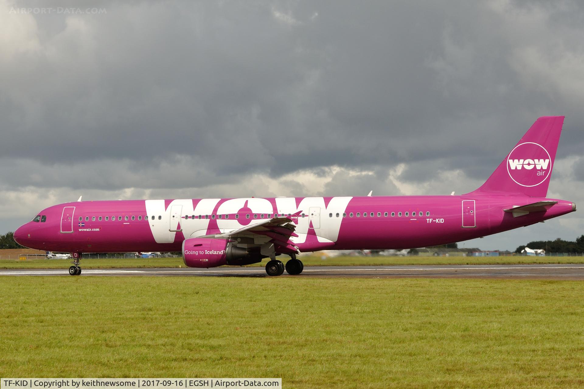 TF-KID, 2013 Airbus A321-211 C/N 5681, Arriving at Norwich from Keflavik.