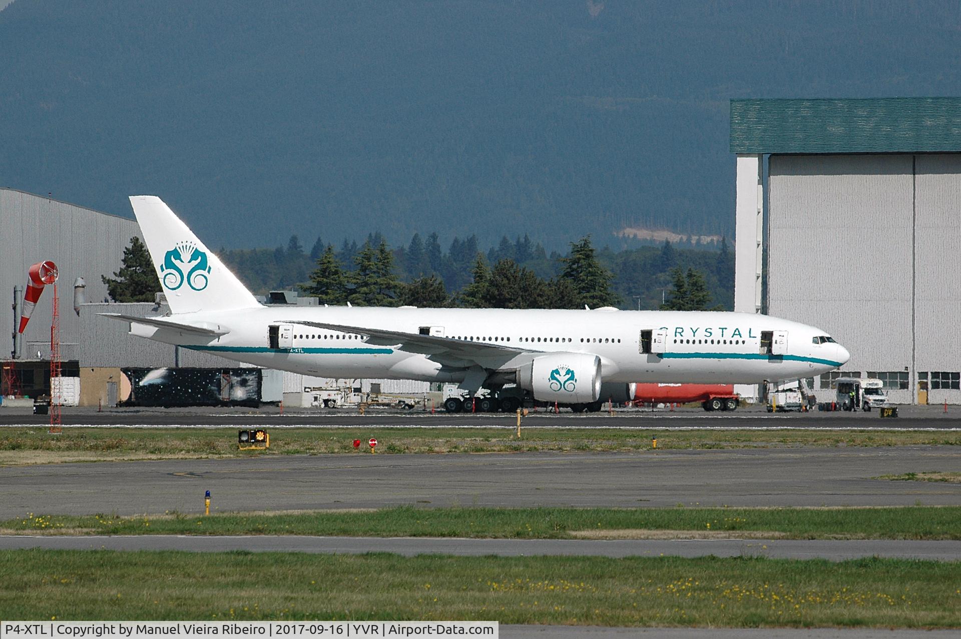 P4-XTL, 2011 Boeing 777-29MLR C/N 40955, At YVR for Vancouver Canucks charter to China