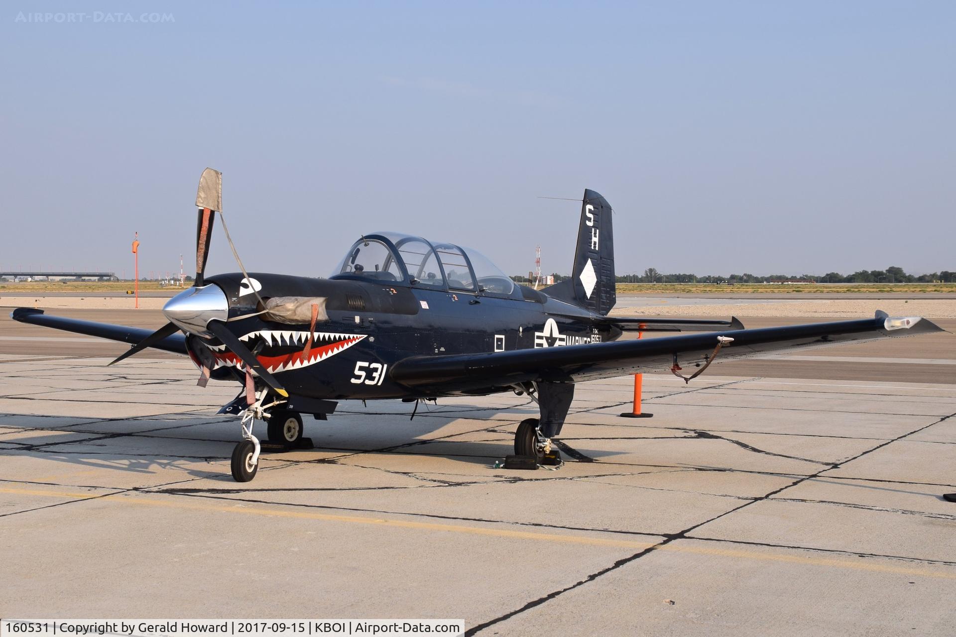160531, Beech T-34C Turbo Mentor C/N GL-88, Parked on the south GA ramp. VMFAT-101 