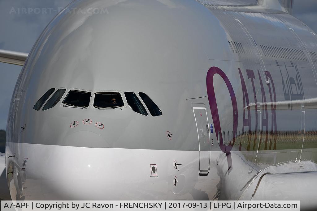 A7-APF, 2015 Airbus A380-861 C/N 0189, Qatar Airways QR39 from DOHA at CDG terminal 1