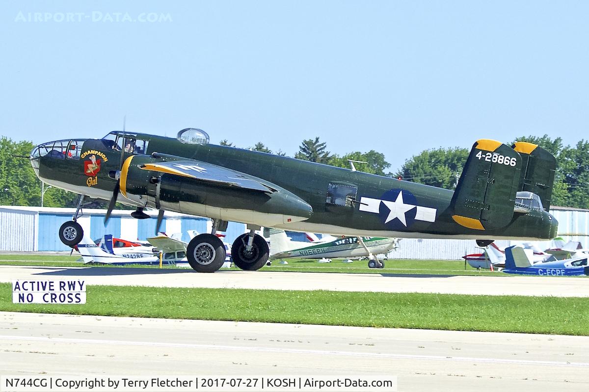 N744CG, 1944 North American B-25N Mitchell C/N 108-32141, At 2017 EAA AirVenture at Oshkosh
