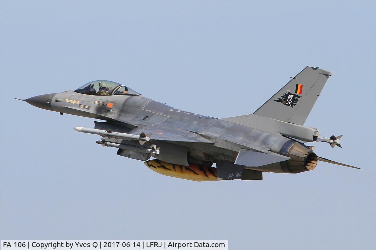 FA-106, SABCA F-16AM Fighting Falcon C/N 6H-106, SABCA F-16AM Fighting Falcon, Take off rwy 26, Landivisiau Naval Air Base (LFRJ) Tiger Meet 2017