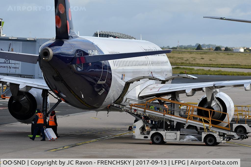 OO-SND, 2002 Airbus A320-214 C/N 1838, Terminal CDG T1, Brussels Airlines SN3634 to Brussels (BRU)