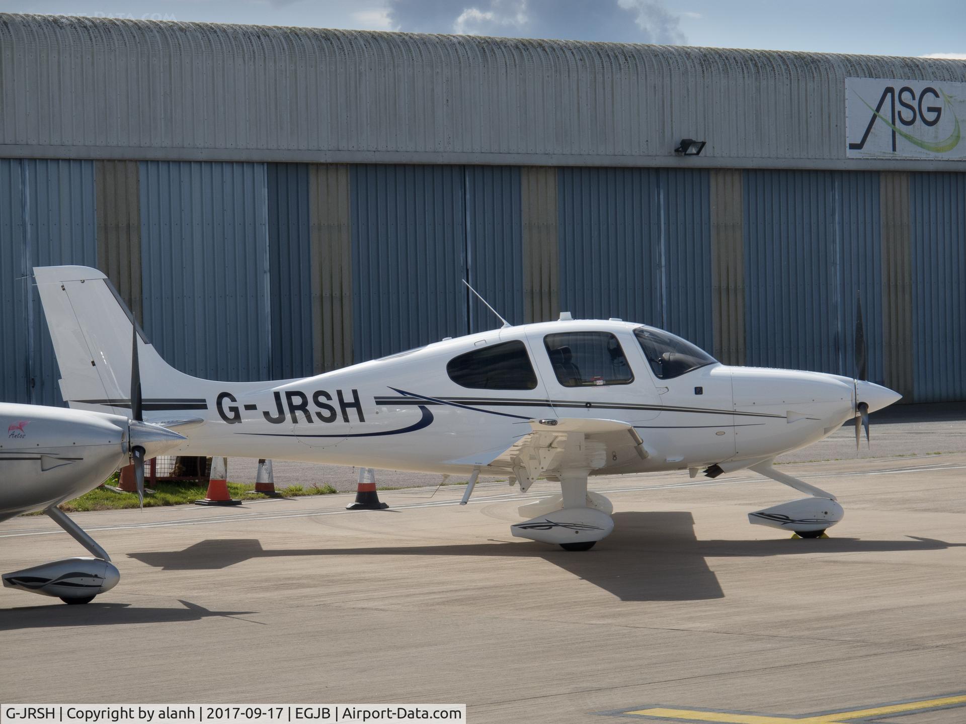G-JRSH, 2014 Cirrus SR22T C/N 0725, Parked by the ASG hangar, Guernsey
