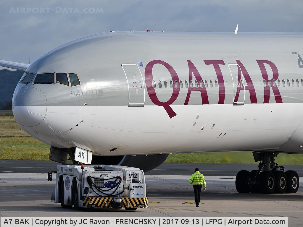 A7-BAK, 2010 Boeing 777-3DZ/ER C/N 36097, QR42 departure to Doha, CDG terminal 1