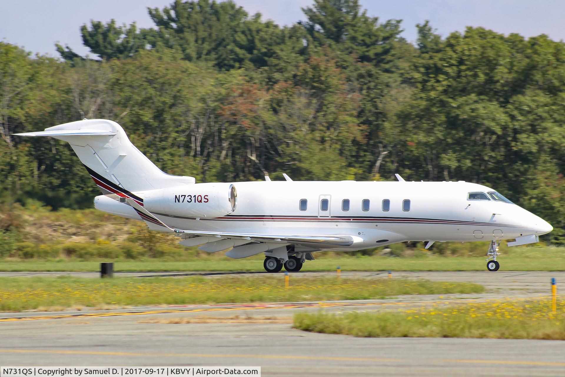 N731QS, 2017 Bombardier BD-100-1A10 Challenger C/N 20678, Departing 16 at KBVY