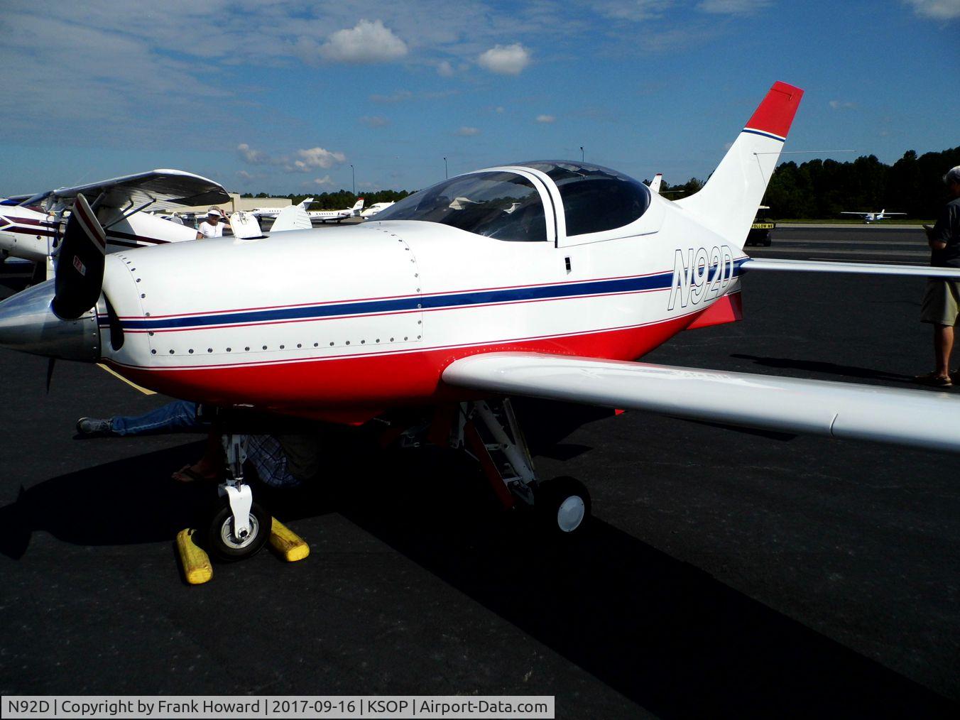 N92D, 1997 Questair Venture C/N DUNHAM 0002, Aircraft seen at KSOP 16 Sept 2017