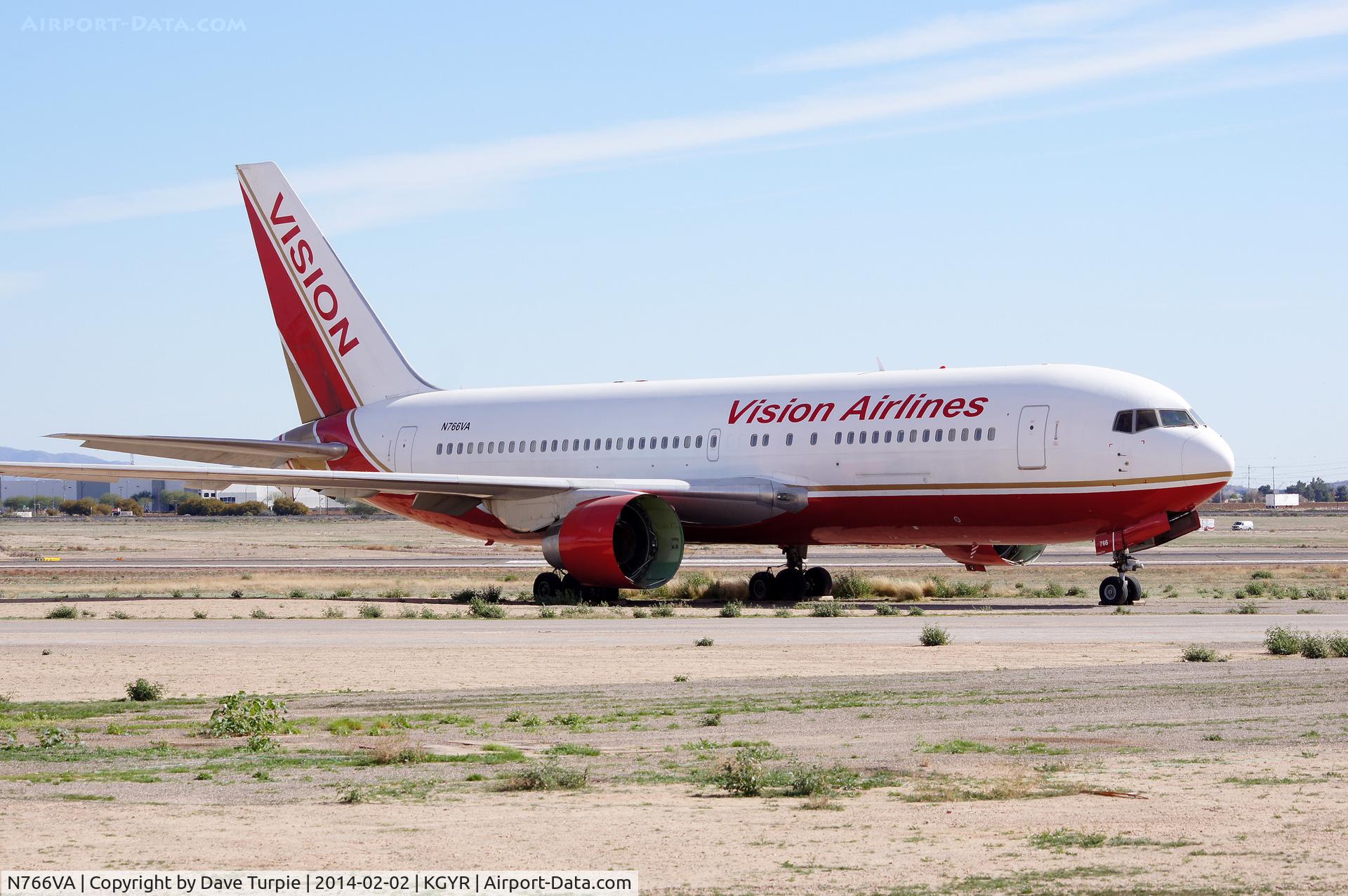 N766VA, 1989 Boeing 767-2Q8/ER C/N 24448, The plane was parked at Goodyear awaiting a new user.