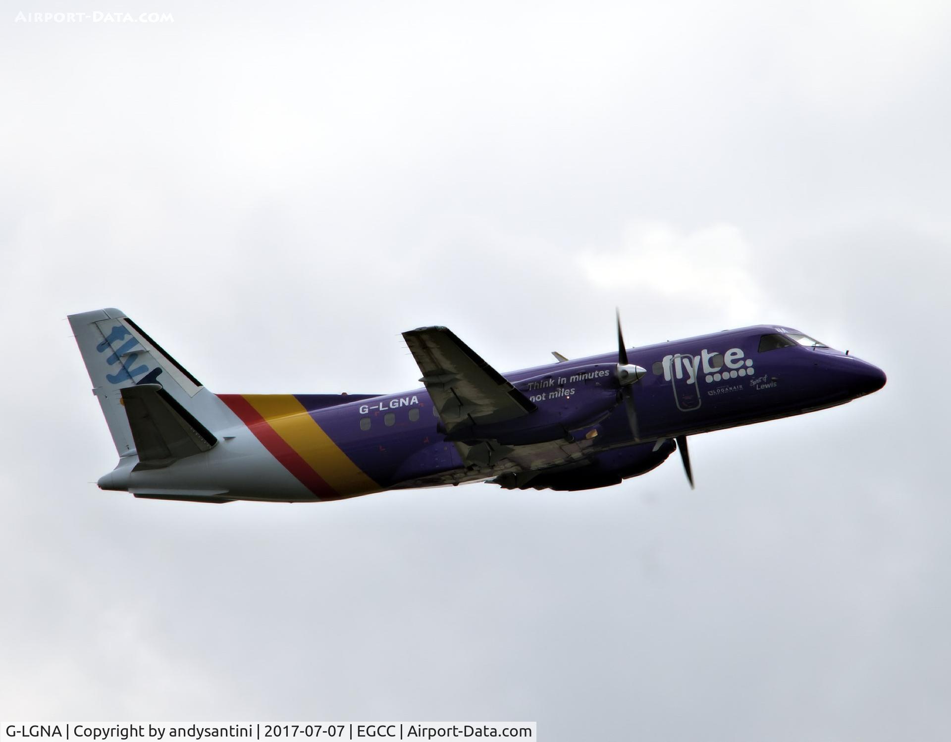 G-LGNA, 1990 Saab 340B C/N 340B-199, just taken off from man egcc uk.
