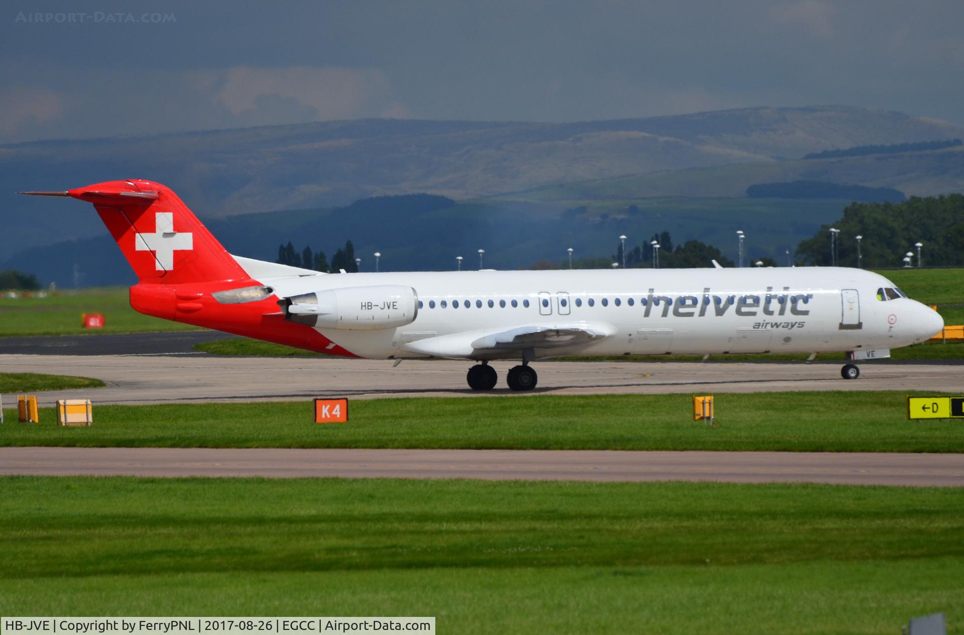 HB-JVE, 1993 Fokker 100 (F-28-0100) C/N 11459, Helvetic Fk100 taxying for departure