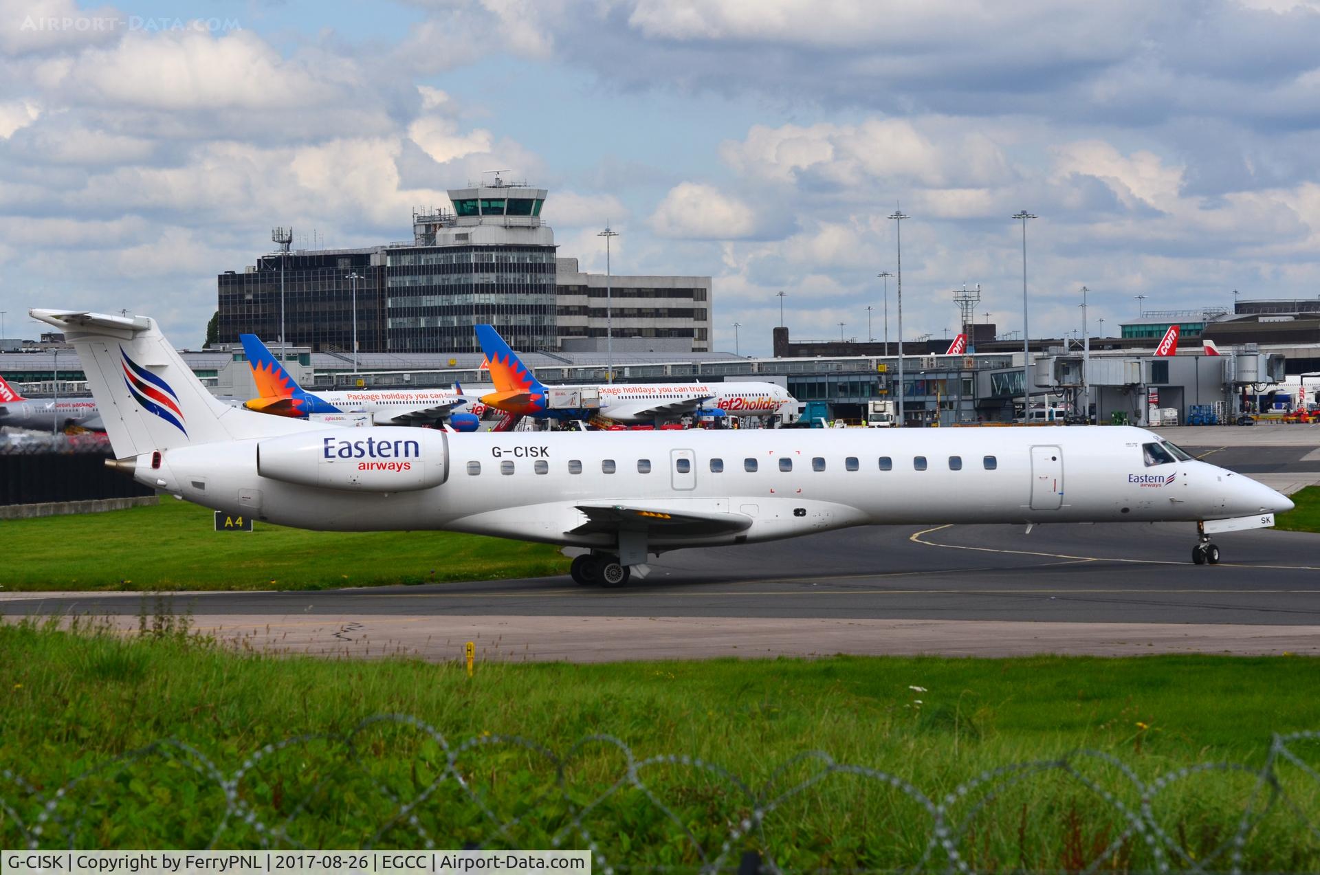 G-CISK, 2002 Embraer EMB-145LU (ERJ-145LU) C/N 145570, Eastern Airways ERJ145 departing with a football team on board.